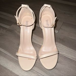 Barely There Heeled Sandals Nude Beige Women's Size 7